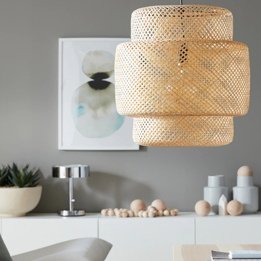 IKEA SINNERLIG Pendant lamp, bamboo/handma…